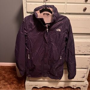 The North Face Navy Blue Resolve Polka Dot Parka Jacket. Women’s size medium.